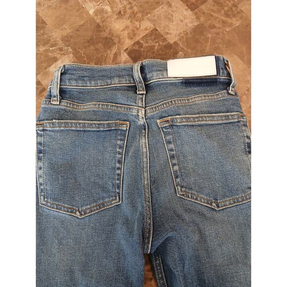 Re Done  frayed hem button fly skinny jeans. Wash-dusty destroy sz‎ 24 - Picture 10 of 10